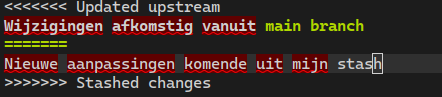 Voorbeeld van een git merge conflict