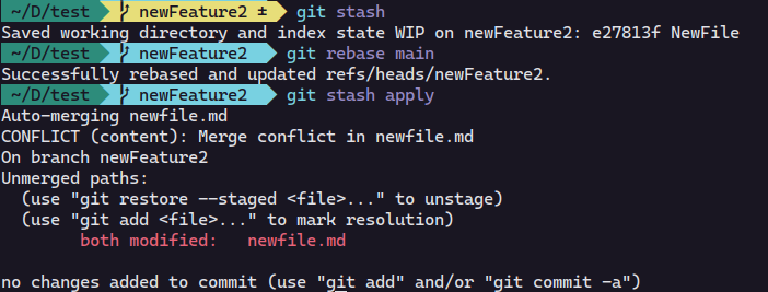 git stash, rebase en dan een stash apply