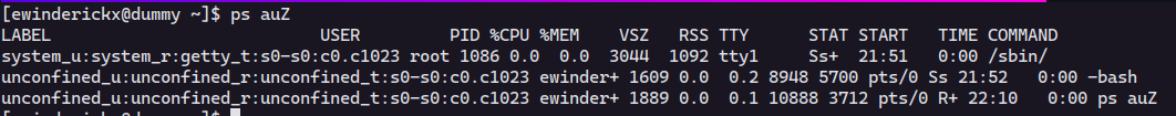 Security context in processen