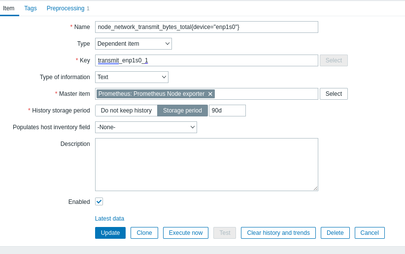 Dependant item in Zabbix